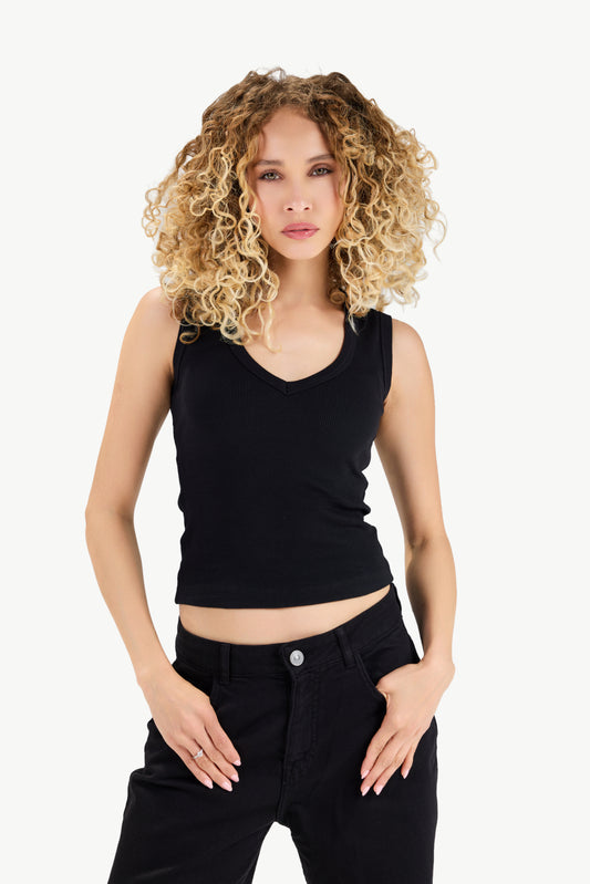 V-NECK RIBBED